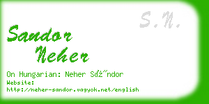 sandor neher business card